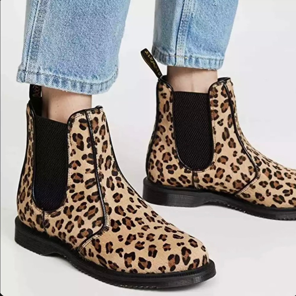 Dr. Martens Flora Leopard Print Chelsea Boots Size 7 NWOB